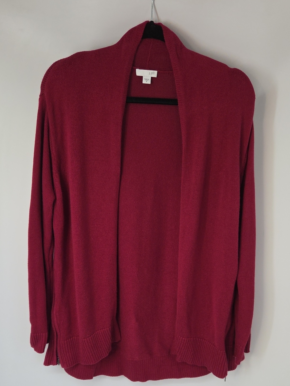 J. Jill Open-Front Cardigan Sweater in Berry Red Sz: Medium Cozy